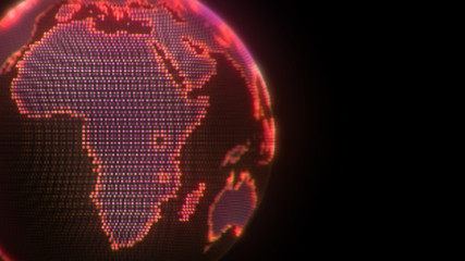Glowing red hologram sphere. Modern abstract background. Isolated on black