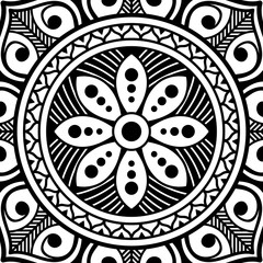 Decorative round ornament, black-white, isolated on white. Good decoration for the holidays. Perfect for printing, laser cutting.