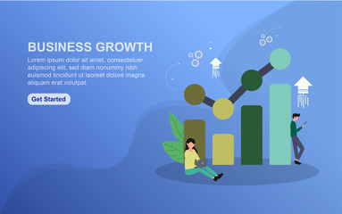 Business growth landing page template. Flat design concept of web page design for website. Easy to edit and customize