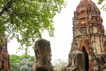 Statues of Buddhist monks in the ancient city of Ayutthaya, Thailand.