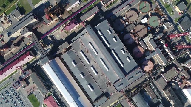 potash production, above view, production buildings and warehouses, survey flight