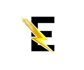 Flash E Letter Logo, Digital Data Electrical Bolt Logo Vector