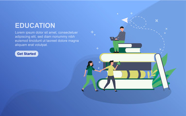 Education landing page template. Flat design concept of web page design for website. Easy to edit and customize