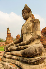 Statues of Buddhist monks in the ancient city of Ayutthaya, Thailand.