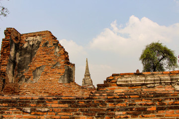 Statues of Buddhist monks in the ancient city of Ayutthaya, Thailand.