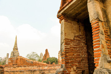 Statues of Buddhist monks in the ancient city of Ayutthaya, Thailand.