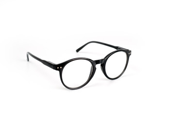 Glasses with diopters and a dark rounded frame, universal for men and women