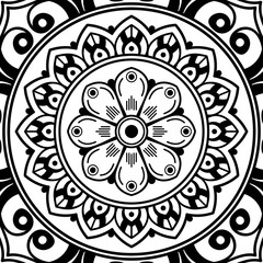 Decorative round ornament, black-white, isolated on white. Good decoration for the holidays. Perfect for printing, laser cutting.