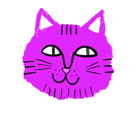 Vector Illustration Portrait of Cartoon  Blue Cat