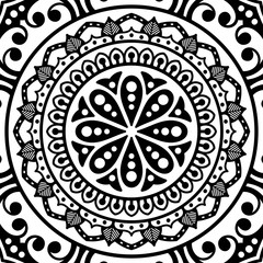 Decorative round ornament, black-white, isolated on white. Good decoration for the holidays. Perfect for printing, laser cutting.