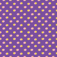 Beautiful seamless floral pattern. With purple isolated background. Yellow and pink vector flowers