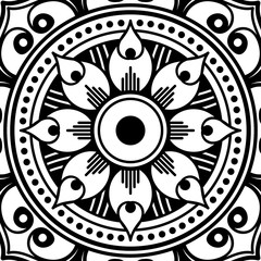 Decorative round ornament, black-white, isolated on white. Good decoration for the holidays. Perfect for printing, laser cutting.