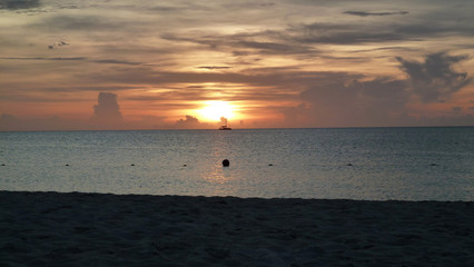 Beautiful sunset on a lovely beach in Aruba