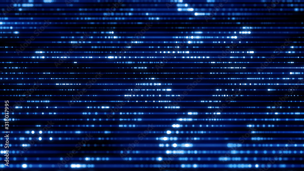 Fototapete Flow of digital information. Global connection concept. Technology futuristic background. Big data visualization.