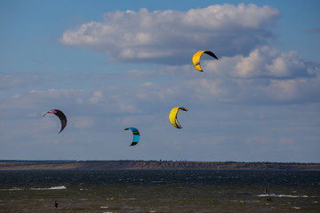 paraplane wing on a blue sky background