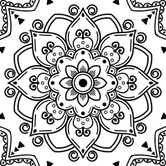 Decorative round ornament, black-white, isolated on white. Good decoration for the holidays. Perfect for printing, laser cutting.