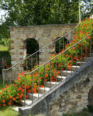 Stairs leading to a farmhouse at the Queen's Hamlet at Versailles, France