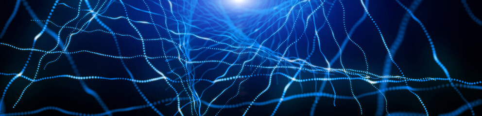 Abstract blue modern neon light background.