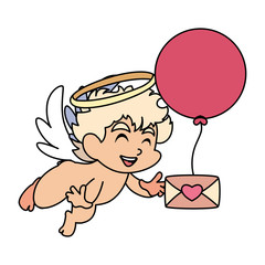 cute cupid angel holding a love letter in white background