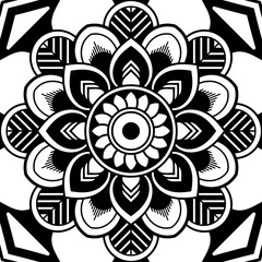 Decorative round ornament, black-white, isolated on white. Good decoration for the holidays. Perfect for printing, laser cutting.