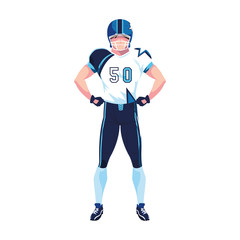 man team player american football with uniform on white background