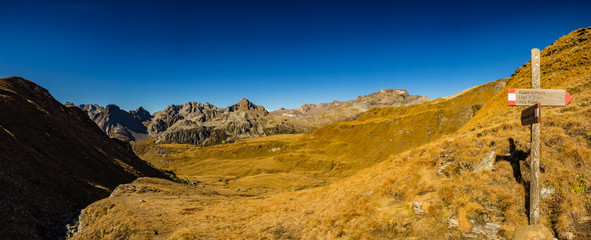 Panoramic view of Alpe Veglia and Alpe Devero Natural Park as seen from Poiala Pass surroundings