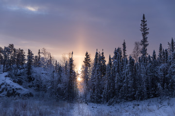 Winter frost in the morning