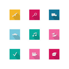 Flat apps icon square shape with long shadow style