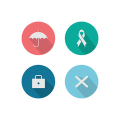 Set of various icon vector long shadow design