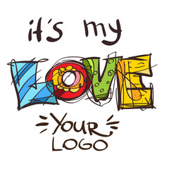 Caption: This is my love. Element for infographics in the hand drawing style.