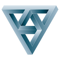 Impossible triangular icon. Vector optical illusion shape on white background.