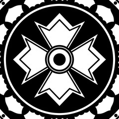 Decorative round ornament, black-white, isolated on white. Good decoration for the holidays. Perfect for printing, laser cutting.