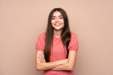 Obraz premium Young woman over isolated background laughing
