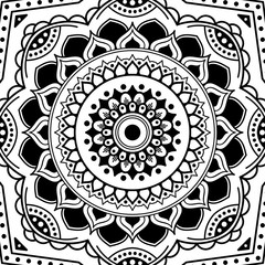 Decorative round ornament, black-white, isolated on white. Good decoration for the holidays. Perfect for printing, laser cutting.