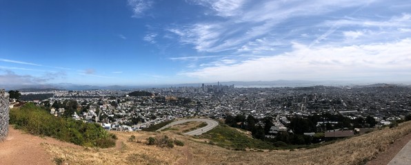 landscape with city and blue sky