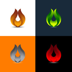 Logo and Abstract web Icon and fire vector identity symbol. Unusual icon on business card. Graphic design easy editable for Your design. Modern logotype icon.