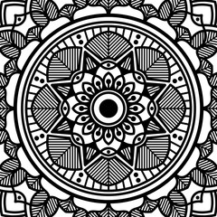 Decorative round ornament, black-white, isolated on white. Good decoration for the holidays. Perfect for printing, laser cutting.