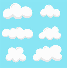 Collection of Simple Cartoon Vector Clouds 
