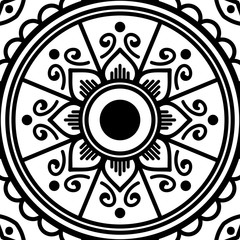 Decorative round ornament, black-white, isolated on white. Good decoration for the holidays. Perfect for printing, laser cutting.