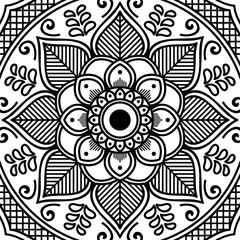 Decorative round ornament, black-white, isolated on white. Good decoration for the holidays. Perfect for printing, laser cutting.