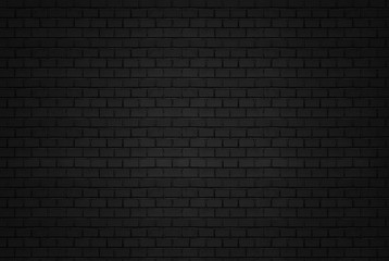 Abstract black brick wall pattern background and black backdrop, Blank copy space.