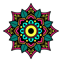 Decorative ethnic color ornament isolated on white. Good decoration for the holidays. Perfect for printing, greeting card.