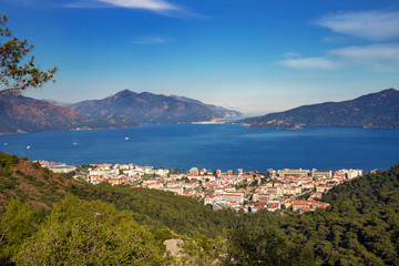 View from above of the Marmaris city, Mugla, Turkey