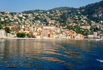 Fototapeta na wymiar Villefranche, a port town on the Mediterranean coast on the Cote d'Azur (French Riviera)