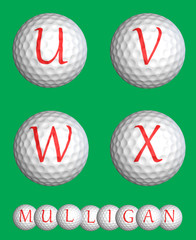 Mulligan Golf alphabet - 3D Illustration