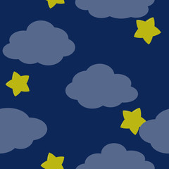 雲　シームレスパターン　夜