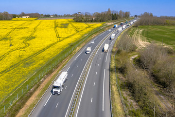 Motorway Traffic seen from Above