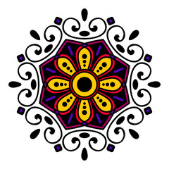 Decorative ethnic color ornament isolated on white. Good decoration for the holidays. Perfect for printing, greeting card.