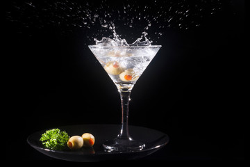 splashing martini cocktail drink