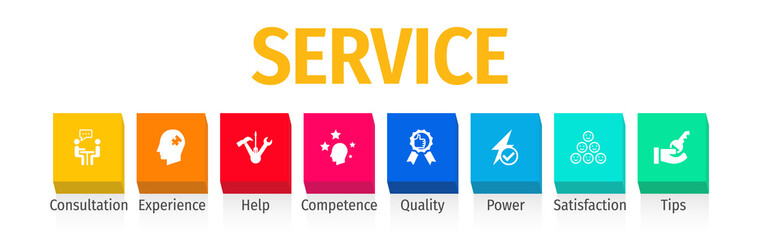 Services Business Flat Vector Icons. Services Business Vector Background with Icons.
